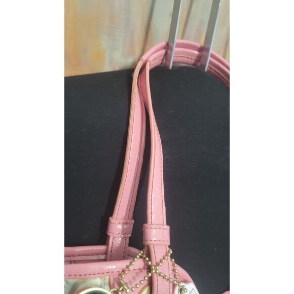 Coach Scribble Pop Art Tote Bag F19184 Pink Patent Leather Trim Shoulder Purse - Picture 12 of 15